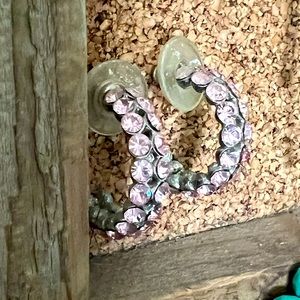 Pink Swarovski Hoop Earrings